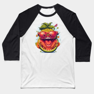 Tropical Bliss: The Nutty Fruity Fusion with a Big Smile Baseball T-Shirt